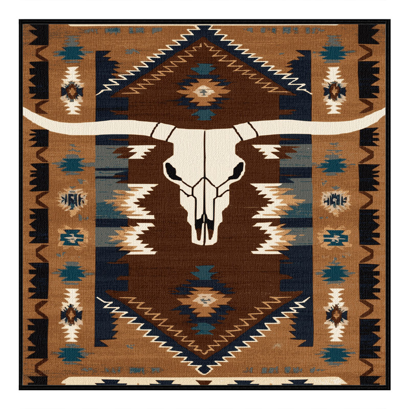  Tapis lavable Longhorn Cow Southwestern, Carré 3 pi x 3 pi