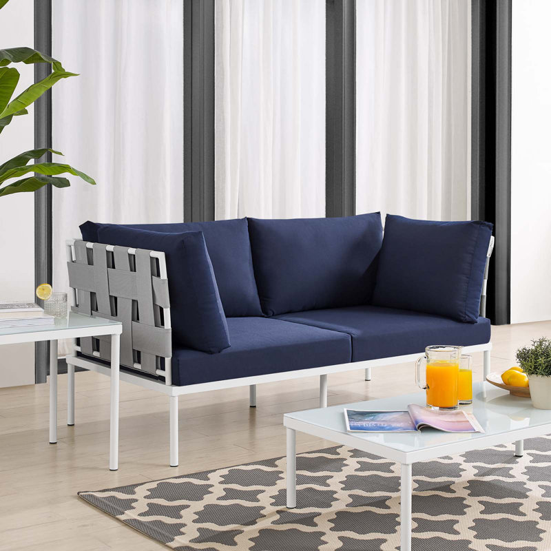 Harmony Sunbrella Outdoor Patio Aluminum Loveseat by Modway, Navy