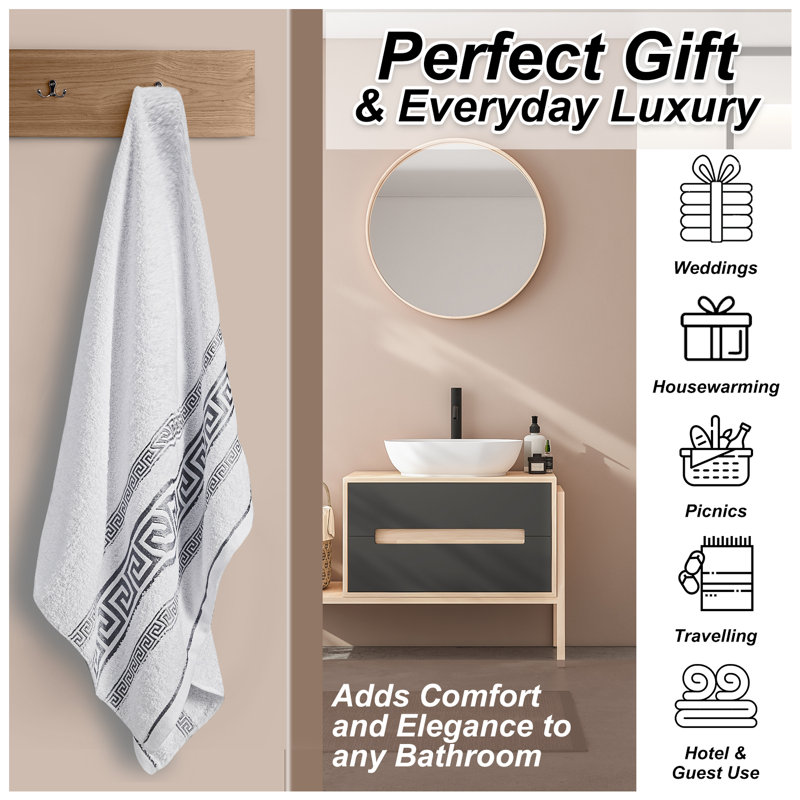 100% Cotton Ultra Light Washcloth, White/Grey