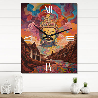 Psychedelic Buddha In The Mountains II - Buddhism Modern Wall Clock