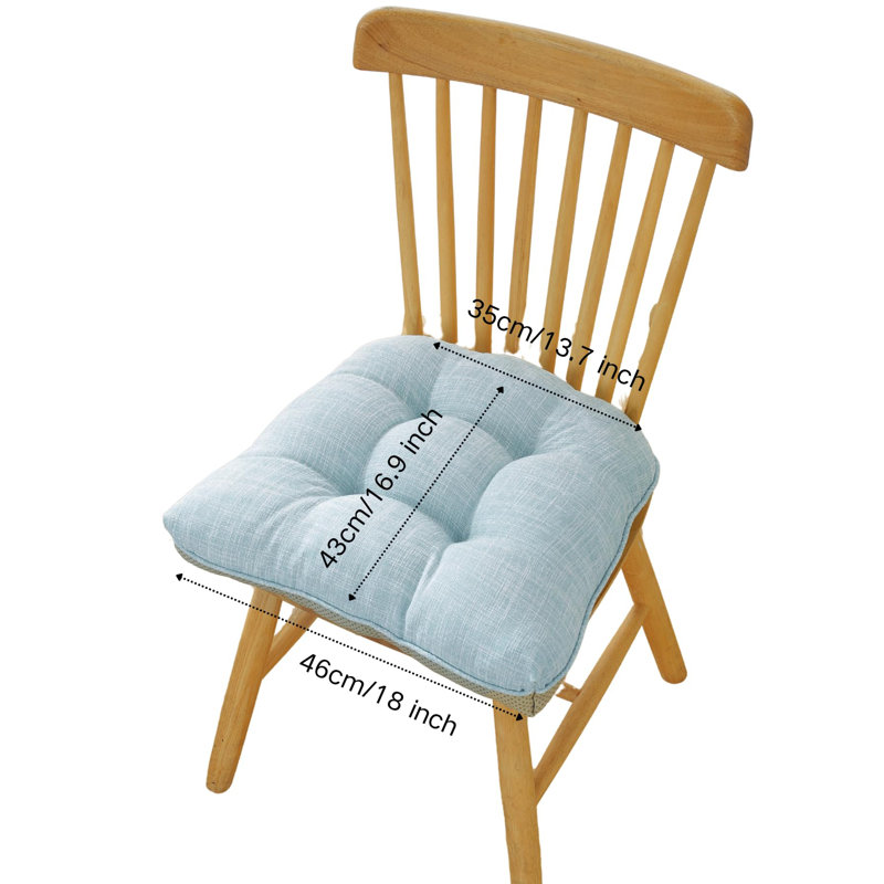 2 coussins de chaise capitonnés en lin et coton doux et confortables, Bleu