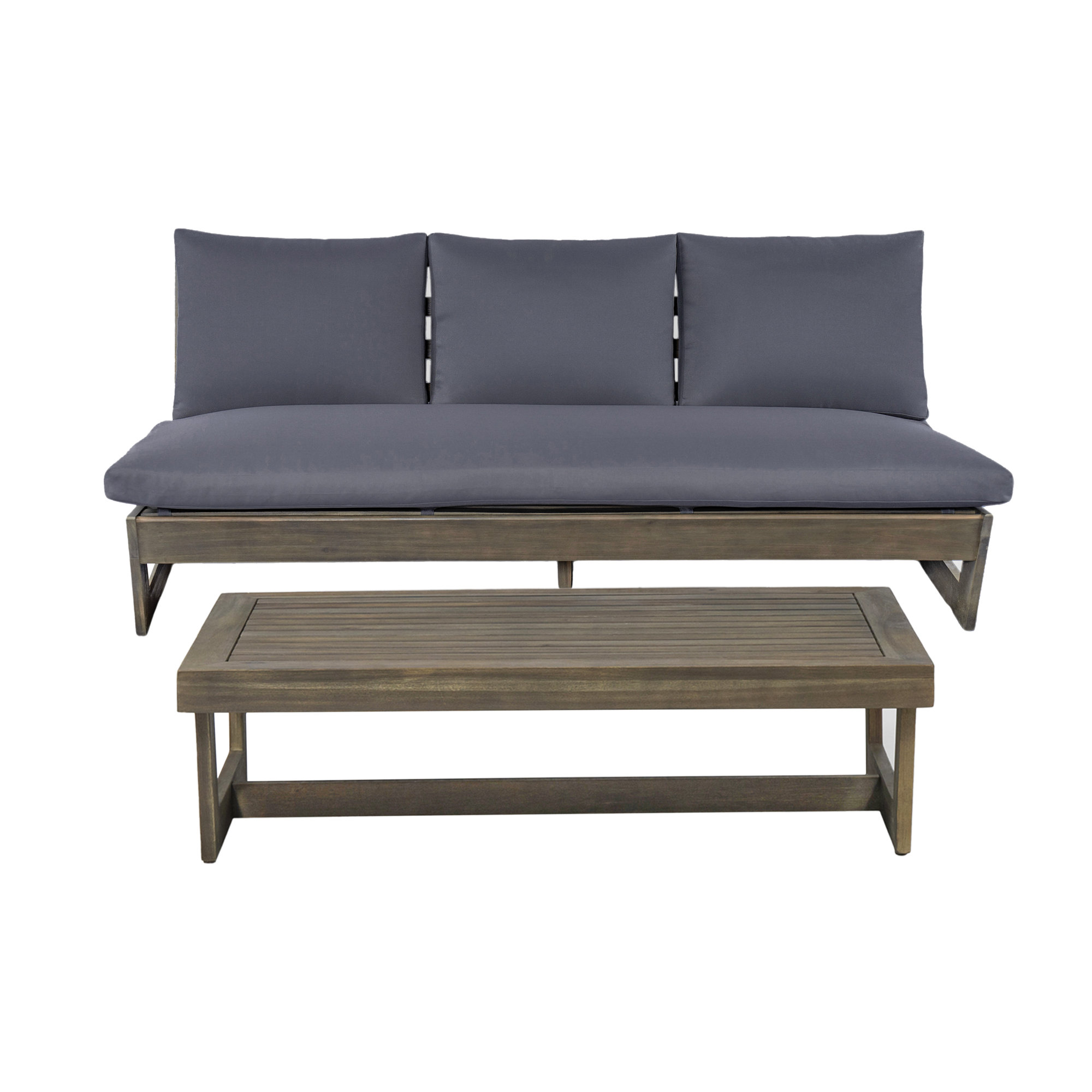 Louise Outdoor Conversation Set, Gray, Dark Gray