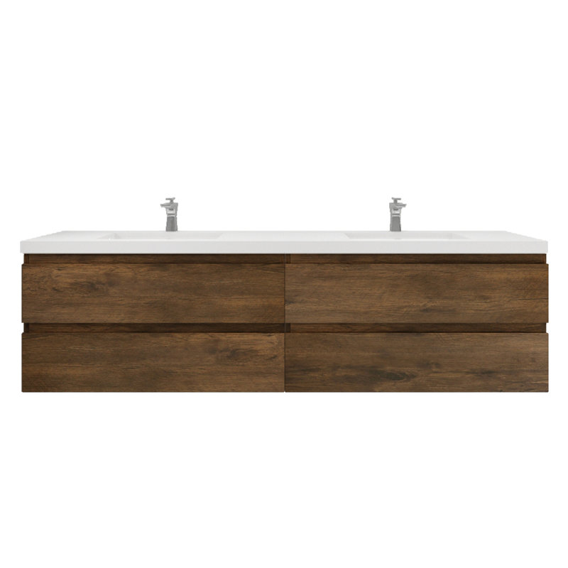 Amahia Double Bathroom Vanity with Acrylic Top, Rosewood