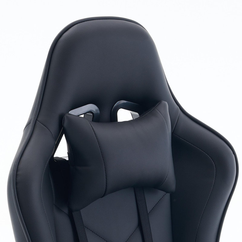 Adjustable Reclining Ergonomic Faux Leather Swiveling PC & Racing Game Chair(Set Of 2), Black