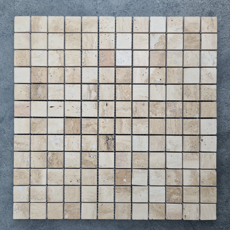 Patara Ivory 1" x 1" Travertine Grid Mosaic Wall & Floor Tile