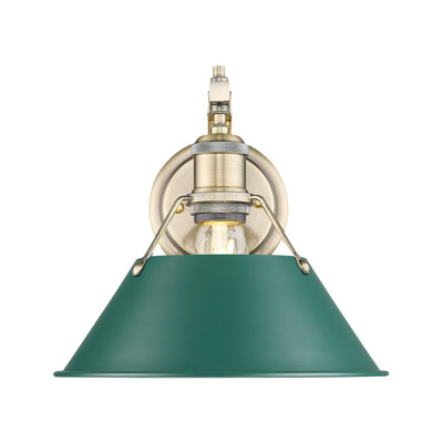 Orwell 1-Light Wall Sconce in Aged Brass with Pine Green