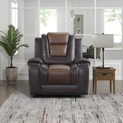 Lenhof 40" Transitional Premium Faux Leather Glider Reclining Chair with Gentle Gliding Motion & Tab Pull Recline