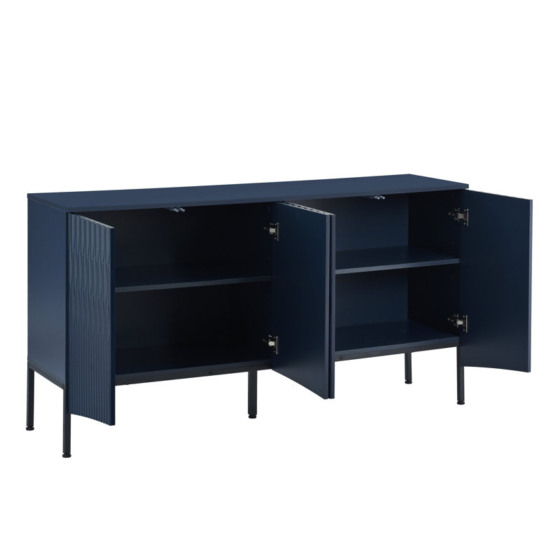 60" Modern 4-Door Sideboard With Adjustable Shelves, Navy Blue
