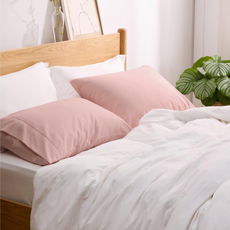 Bedsure Decorative Boho Pillow Shams With Envelope Closure, Pale Blush, King Pillow Case