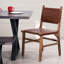 Ensemble de 2 chaises de salle à manger rembourrées, fauteuil d'appoint tissé en cuir véritable, structure en bois franc rustique