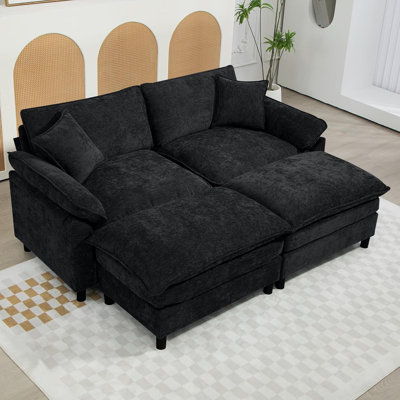Upholstered U-Shape Sectional With Two Ottomans by keylanta