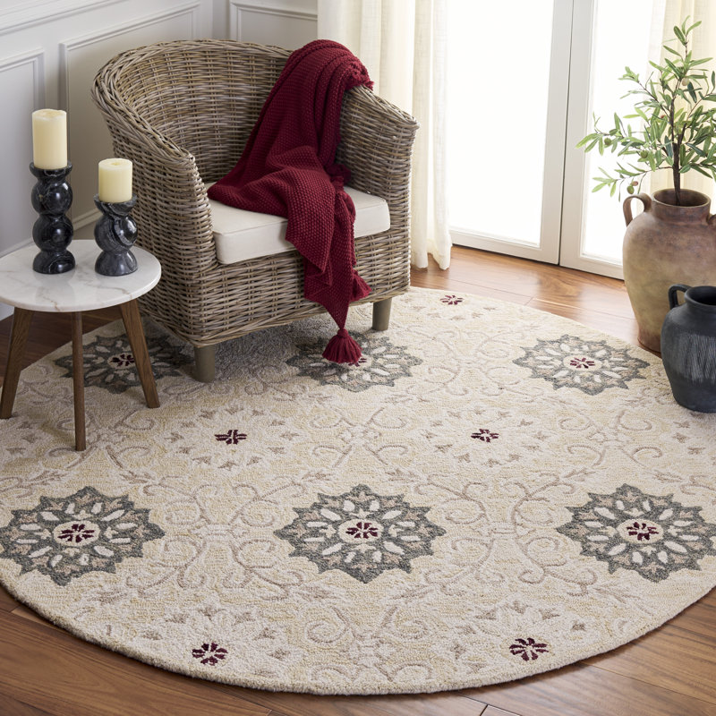 Metro 894 Hand Tufted 85% Wool; 15% Cotton Damask Rug, Round 6'
