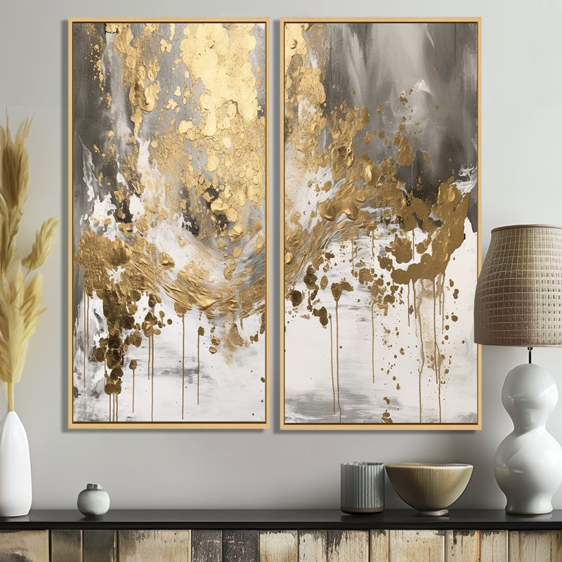Elledge - décoration murale moderne blanche, H 40 po x l 40 po, Crème, crème, Impression encadrée flottante