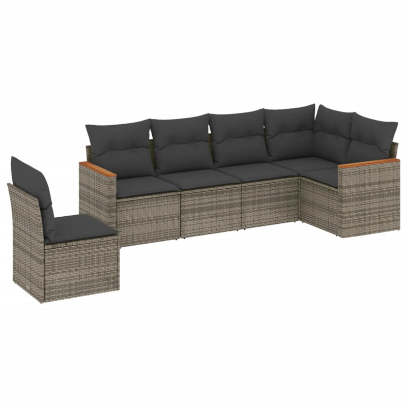 Ensemble de canapé de jardin Vidaxl PE rotin gris, acier thermolaqué, polyester