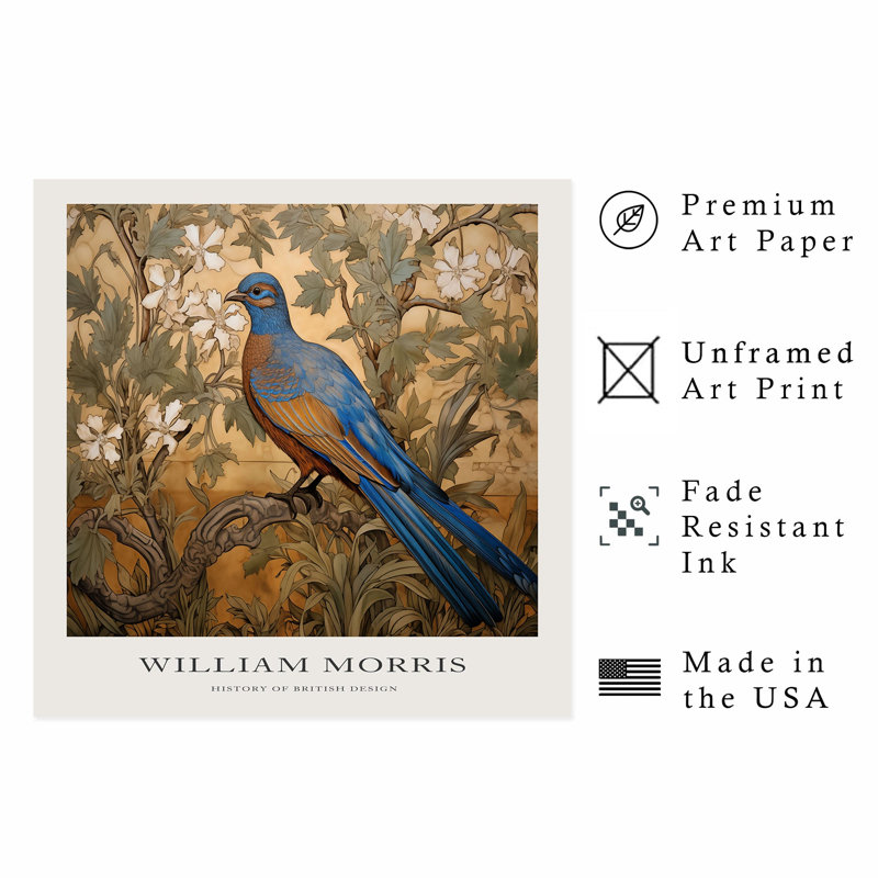 Animaux, animaux, William Morris, motif d'oiseaux VI, reproduction d'art non encadrée, H 10 po x l 10 po