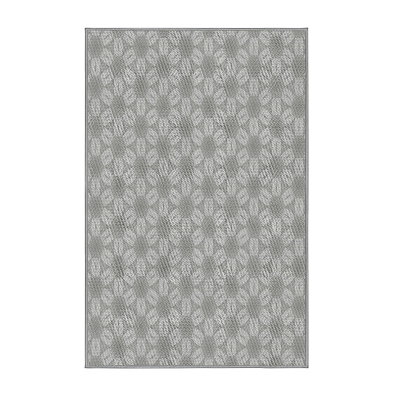 Tapis gris tissé à la machine, Rectangle 5 pi x 8 pi