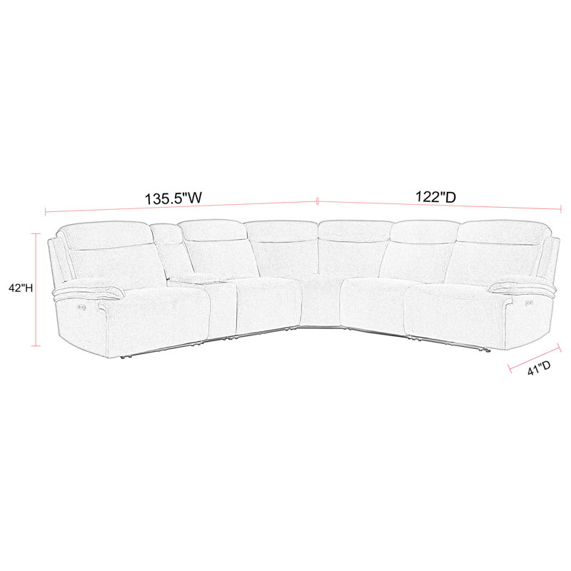 Aditya 6 Piece Zero Gravity Power Reclining Sectional with Power Adjustable Headrests, Airy Midnight