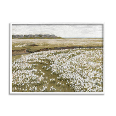 Fleur prairie paysage, estampe numérique avec lettres et lignes