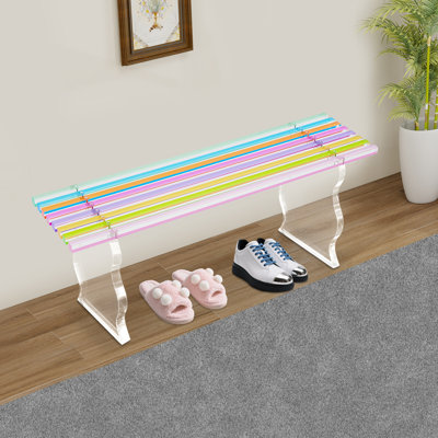 Banc à chaussures en acrylique couleur arc-en-ciel