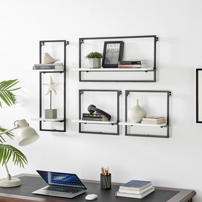 Brooksville Manufactured Wood and Iron Wall Mounted Accent Shelf