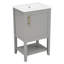Meuble-lavabo gris 20 po avec lavabo, armoire, support de rangement et tablette ouverte | Idée de cadeau-2077188584