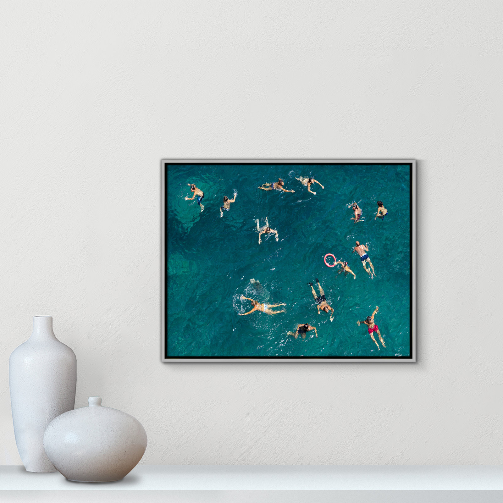 Norvell "Tonti" Print by Tonti, Silver Framed Canvas, 23.5" H x 29.5" W x 2" D