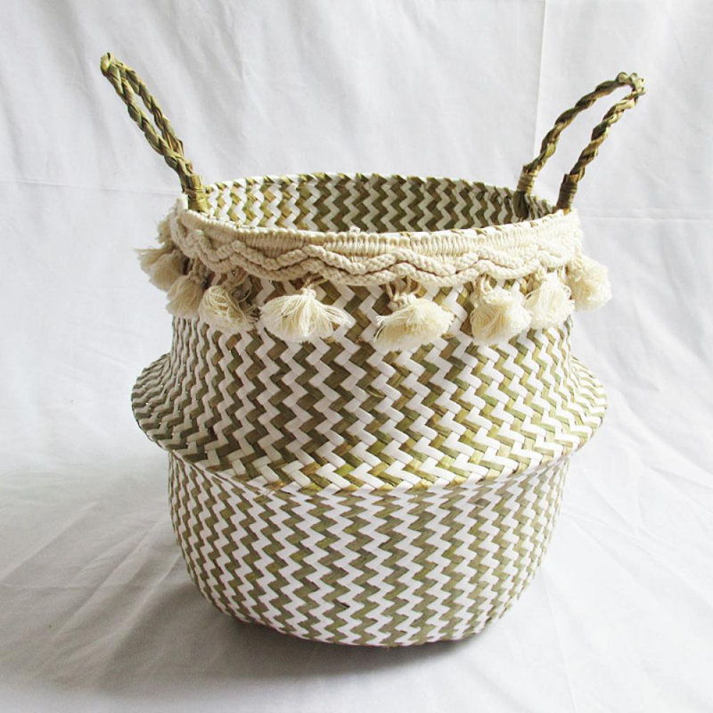 Wicker Laundry Basket with Handles, 9.4" H x 10.62" W x 10.62" D