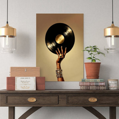 Canvas Wall Art Hand Holding Vinyl Record Art Poster Vintage Poster Print Home Decor