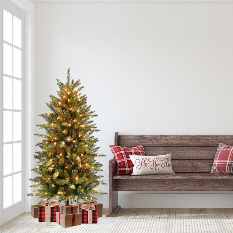 Slender Green Realistic Artificial Fir Christmas Tree, 4.5' H