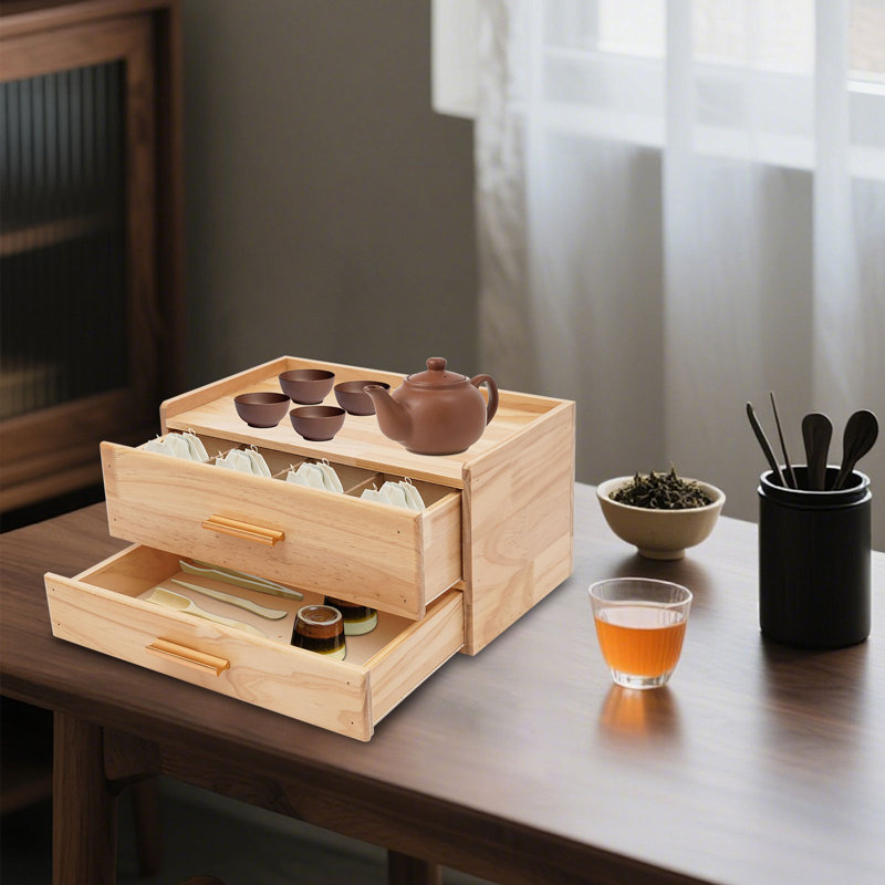 Organisateur de bureau avec 2 tiroirs, Beige