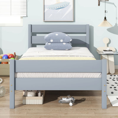 Twin Bed With Headboard And Footboard,Rubber Wood Bed by Latitude Run