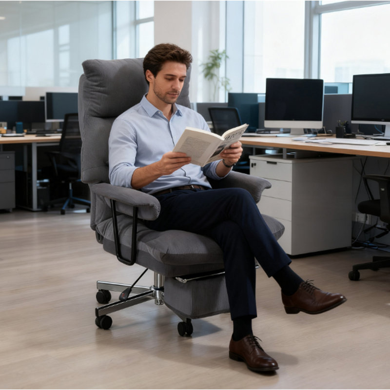 Chaise de bureau surdimensionnée avec support lombaire, gris