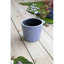 Jardinière en terre cuite, bleu blanc vieilli