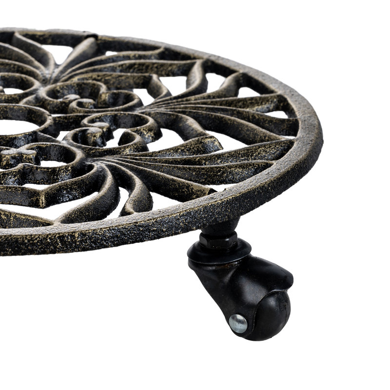 Cast Iron Metal Roller Plant Stand Caddy