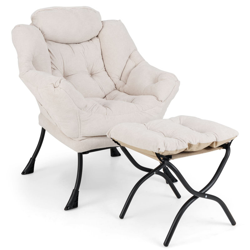Upholstered With Footstool Lounge Chair