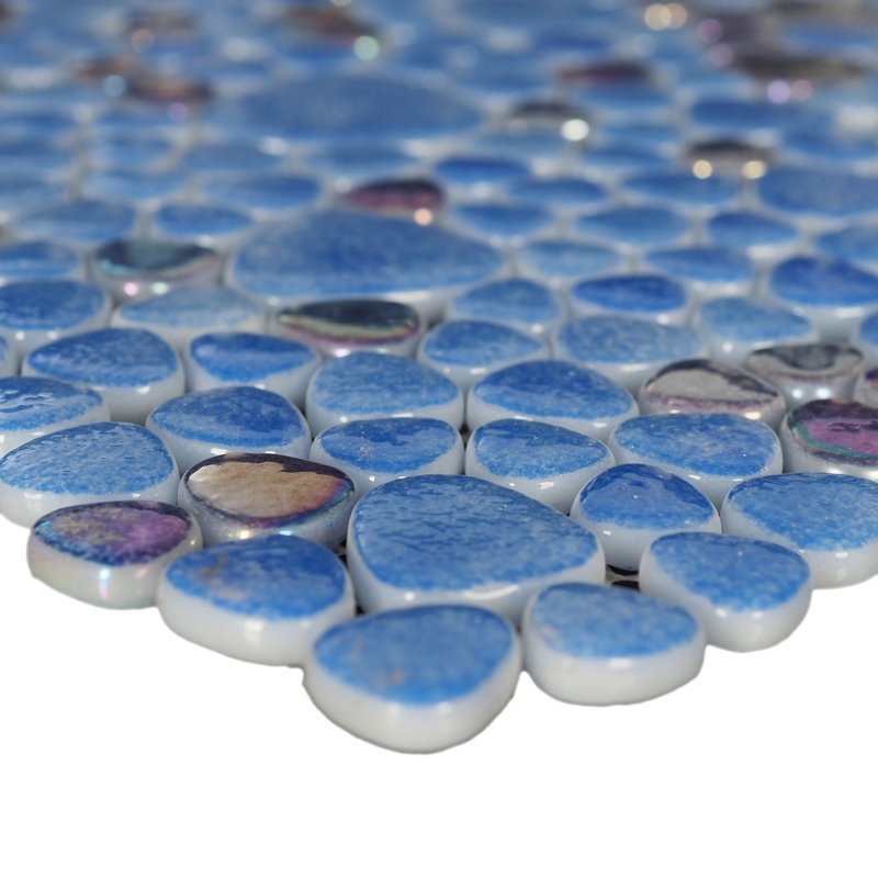 Pebble Mosaic Blue Mix tile 12x12 sheet, 10.76 sqft/case, Kitchen Backsplash, Bathroom, Pool tile , Blue Mix
