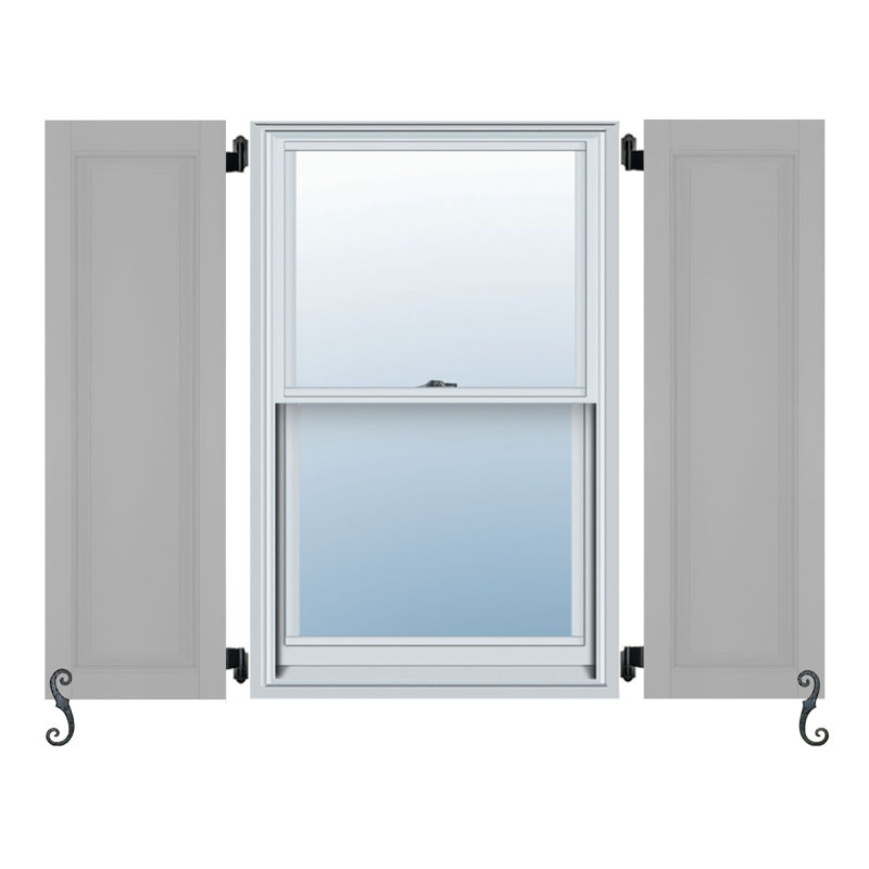 Atlantic Raised Panel Shutters, Chelsea Gray, 14", 51"