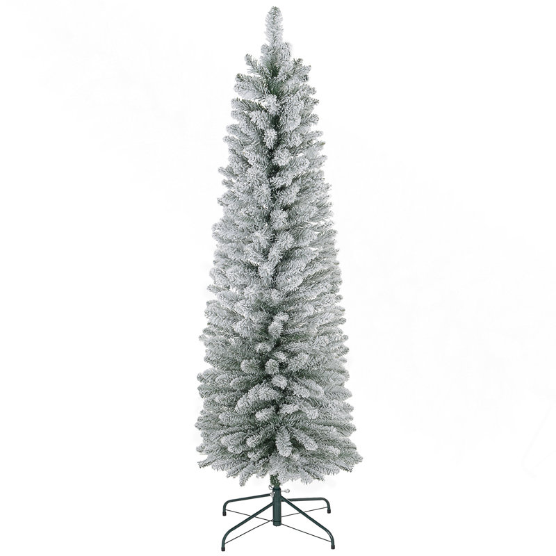 Arbre de Noël artificiel 5 pi avec 263 pointes enneigées, base en métal, arbre de Noël réaliste