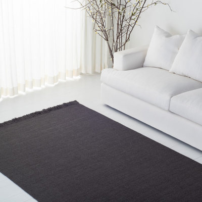 Lauren Ralph Lauren Hand Loomed Wool/Cotton Solid Colour Rug in Charcoal