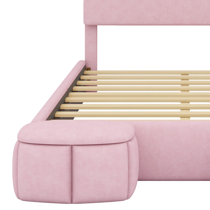 Lit créatif pour enfants avec tête de lit à oreilles et lumière décorative à DEL