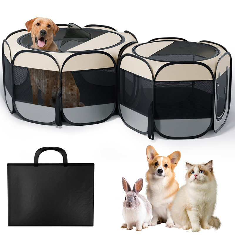 Parc 2-en-1 pour chien, parc à chat portatif pour chiots intérieur / extérieur, cage de cage pour chien