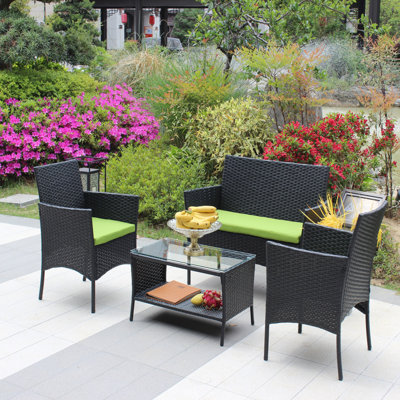 Ensemble de meubles de patio en rotin pour 4 pièces