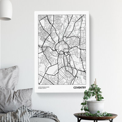 Map Coventry UK - Wrapped Canvas