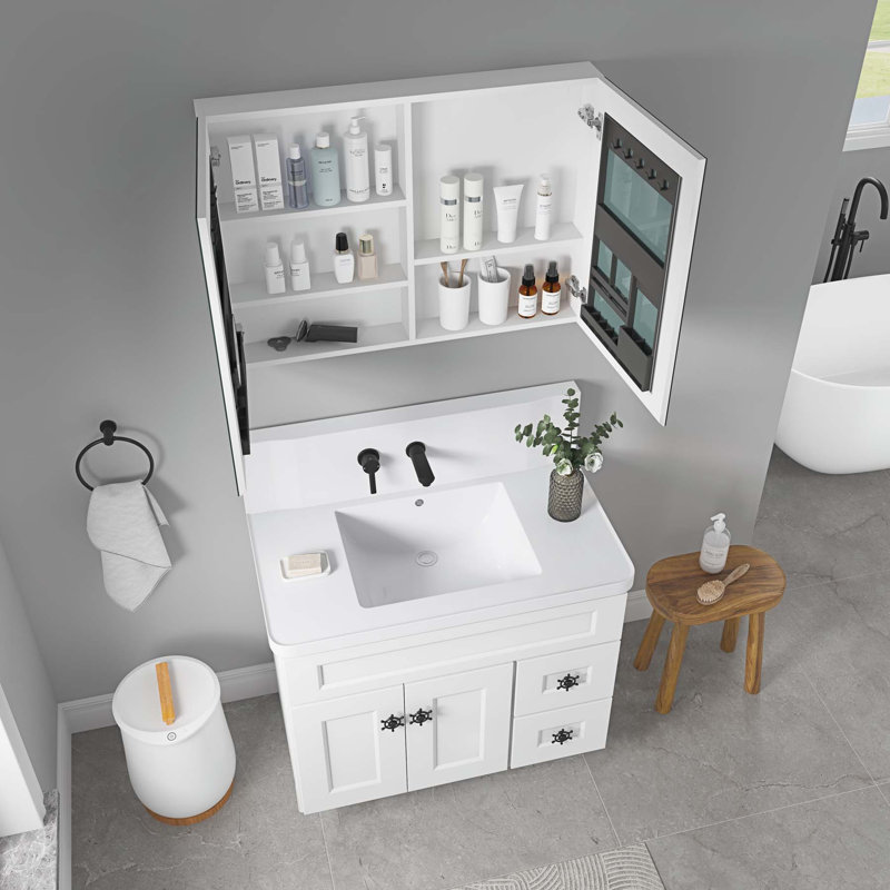 Armoire à pharmacie de salle de bain de haute qualité avec rangement spacieux et charnières à fermeture douce