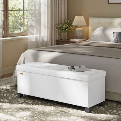 Repose-pieds avec rangement, banc de rangement avec pieds, 15 po x 43 po x 15,7 po, banc de bout de lit, 30 gallons (112 L), cuir synthétique, pour la chambre à coucher