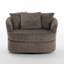 Ultra Plush Faux Rabbit Fur Oversized Swivel Barrel Chair with Three Pillows-277846307