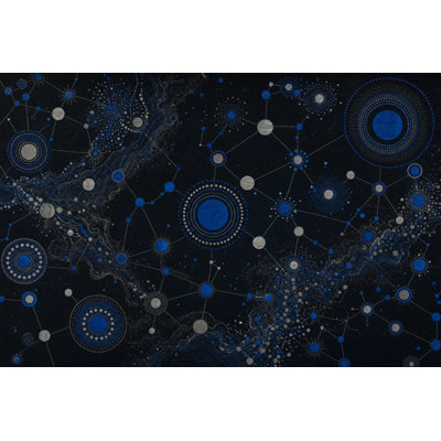 Papier peint bleu foncé Celestial Constellation