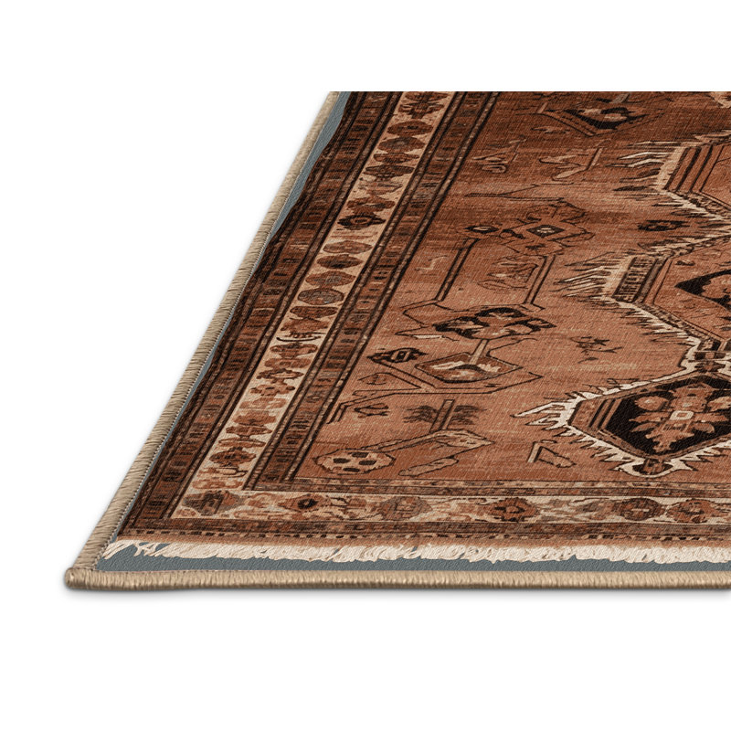 Tapis brun turc lavable à la machine, Carré 3 pi