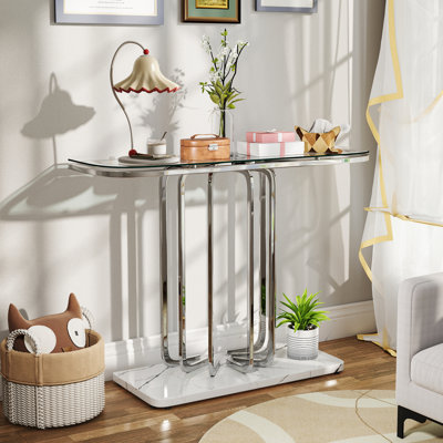 43.3cm Glass Top Console Table