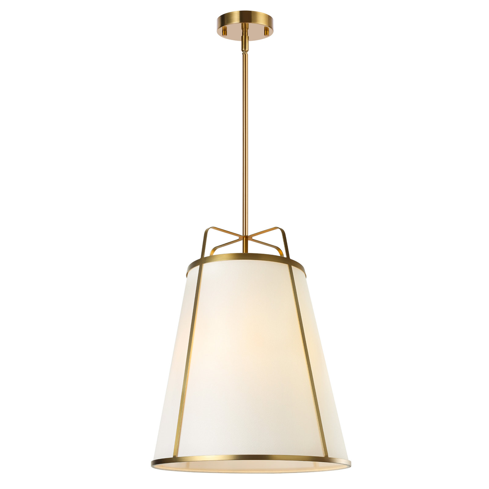 Dimmable Linen 3-Light Pendant, Gold